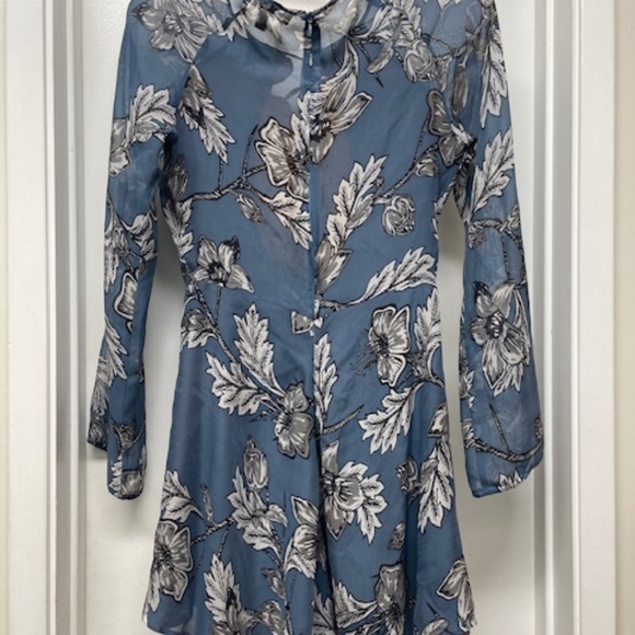 For Love & Lemons Sierra Silk Mini Dress Blue Floral EUC - Picture 14 of 15
